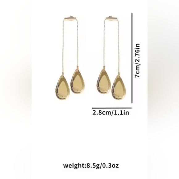Gold Teardrop Earrings - Picture 3 of 5